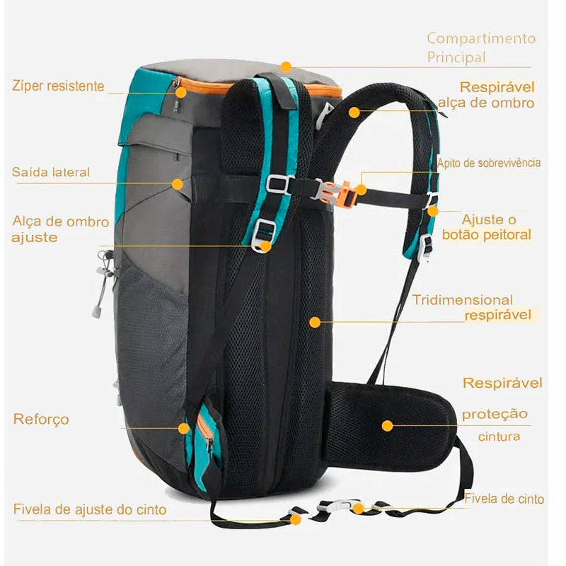 Mochila para Montanhismo, Trilhas e Caminhadas em Nylon Premium