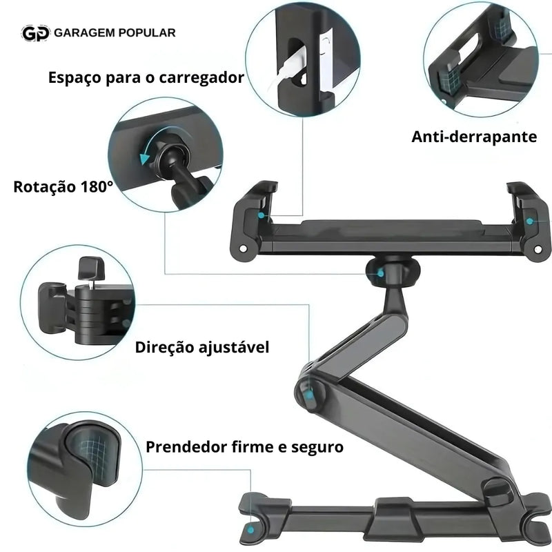 Porta Celular Rotativo para Encosto de Cabeça do Carro