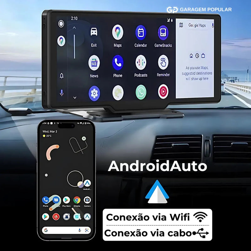 Tela Multimídia MaxTela Pro 2.0 com CarPlay e AndroidAuto + Câmera de Ré