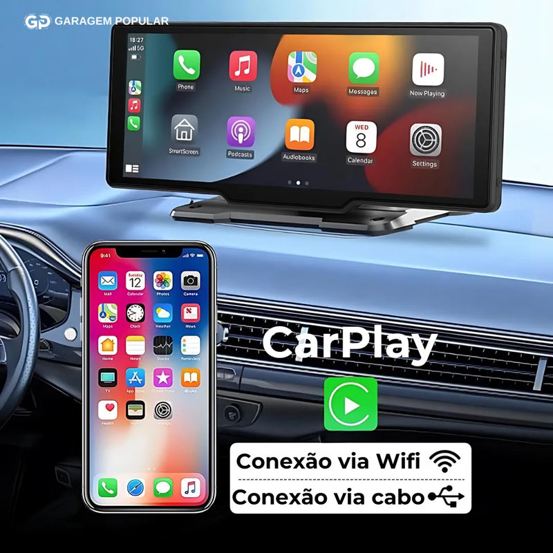 Tela Multimídia MaxTela Pro 2.0 com CarPlay e AndroidAuto + Câmera de Ré