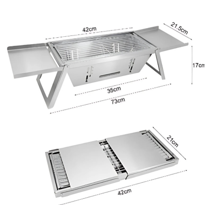 Grelhador a carvão portátil para churrasco, Churrasqueira pequena, leve, aço inoxidável, tampo da mesa, saco de transporte, ao ar livre, churrasco.
