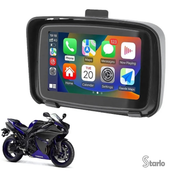 Multimídia com CarPlay para Moto TelaPro 5" + Câmera de Ré e Frontal