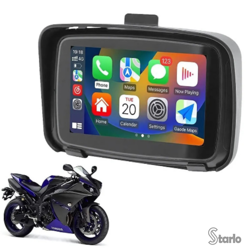 Multimídia com Car Play para Moto Tela Pro 5" + Câmera de Ré e Frontal