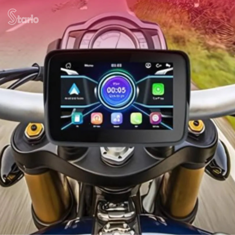 Multimídia com Car Play para Moto Tela Pro 5" + Câmera de Ré e Frontal