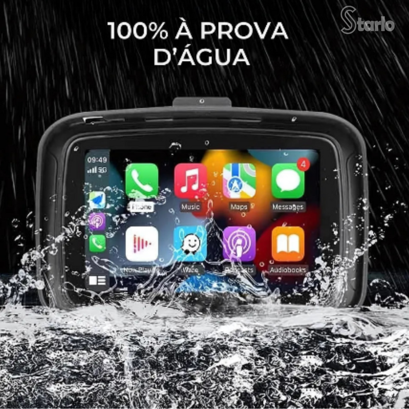 Multimídia com Car Play para Moto Tela Pro 5" + Câmera de Ré e Frontal
