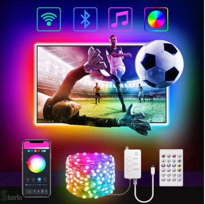 Luz de Fundo de TV Inteligente M RGB LED Wi-Fi USB 5V IP44