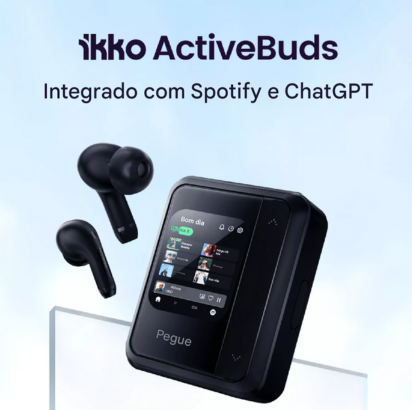 Os primeiros fones de ouvido AI TWS do mundo IKKO com sistema inteligente e tela sensível ao toque ActiveBuds Fones de ouvido Bluetooth sem fio Fone de ouvido intra-auricular.