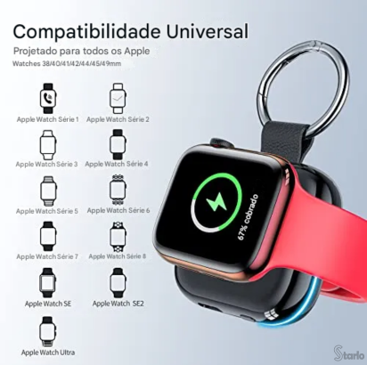 Carregador Portátil Sem Fio Magnético para Smartwatch.