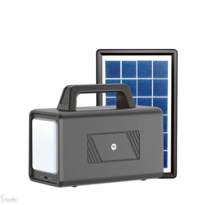 PowerLite Solar: Gerador Compacto com Carregador USB e Lanterna Integrada.