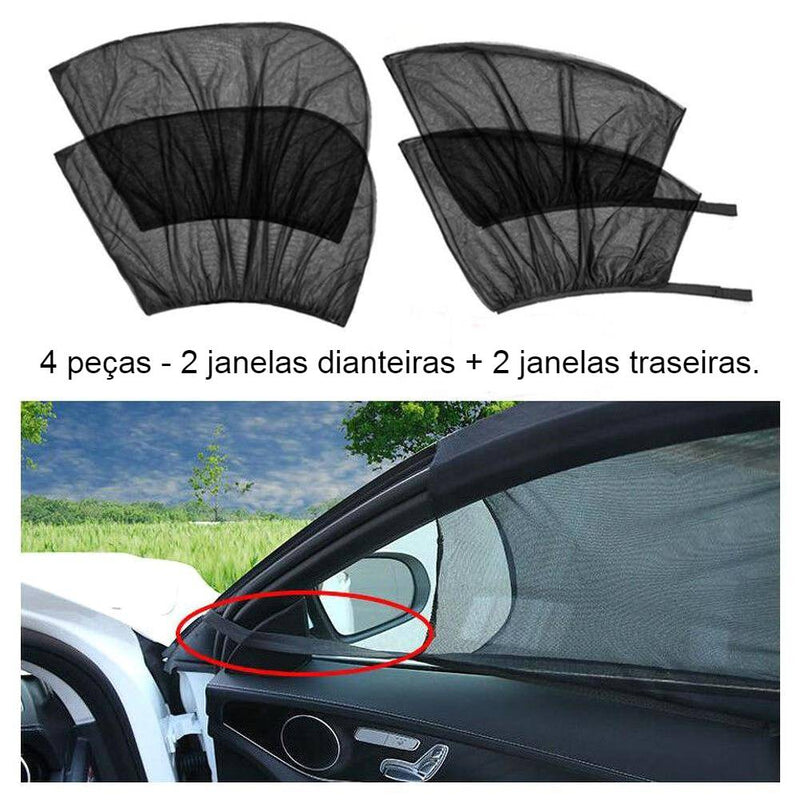 Protetor para janela lateral de carro, contra sol e mosquitos