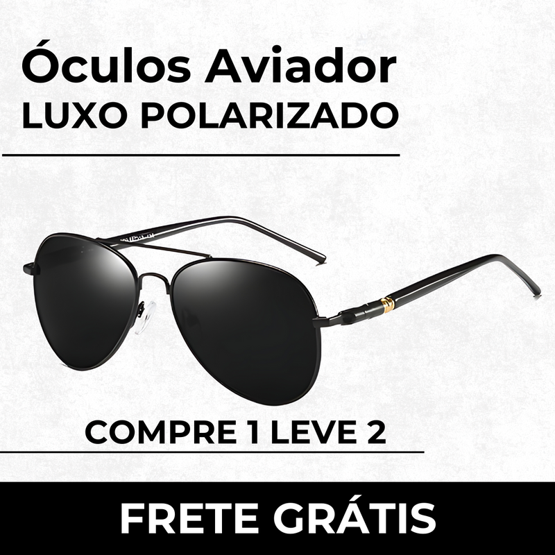 Óculos Aviador Luxo Polarizado Pague 1 e Leve 2