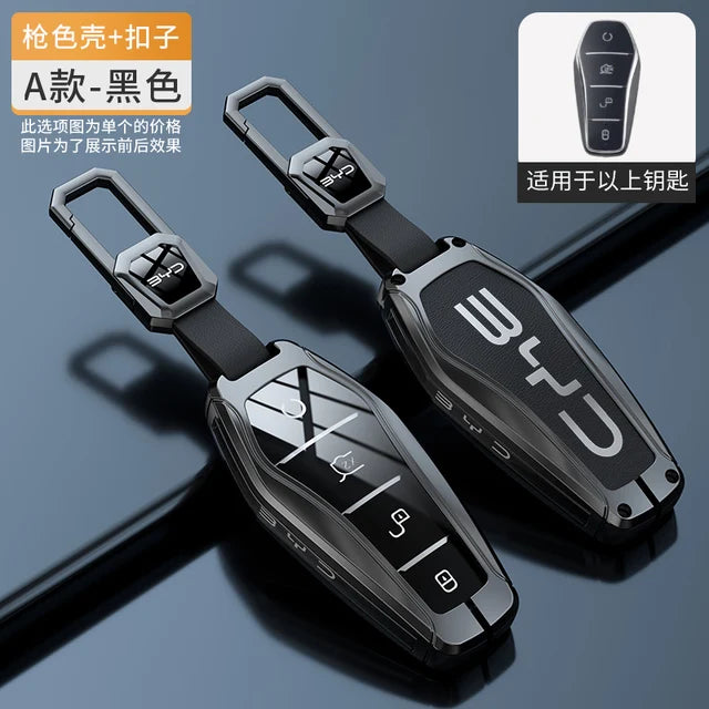 Zinc Alloy Leather Car Key Case, Holder Cover para BYD, Atto 3, Han EV, Dolphin, Durable, Second Song Pro, Tang Dm, Qin, Plus MAX, Yuan