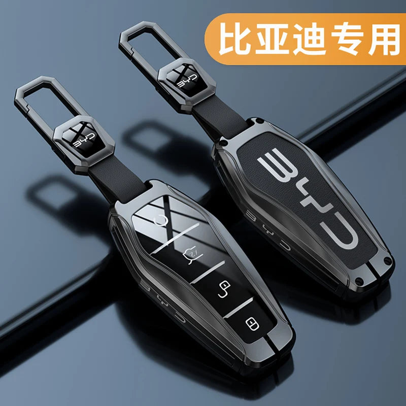 Zinc Alloy Leather Car Key Case, Holder Cover para BYD, Atto 3, Han EV, Dolphin, Durable, Second Song Pro, Tang Dm, Qin, Plus MAX, Yuan