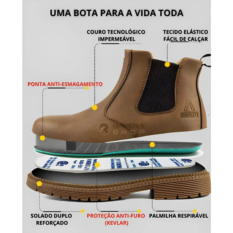 Bota de Couro Masculina Soldador