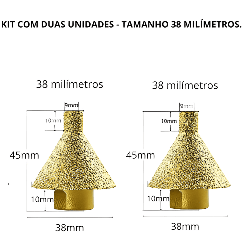 Broca Diamantada para Chanfro + Adaptador - Compre 1 Leve 2