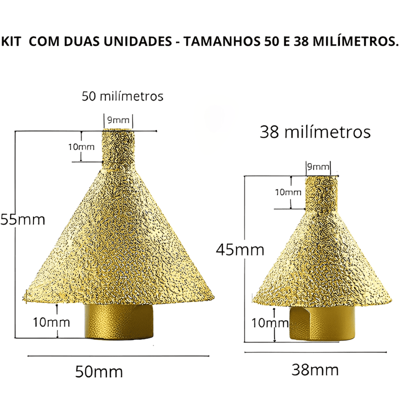 Broca Diamantada para Chanfro + Adaptador - Compre 1 Leve 2