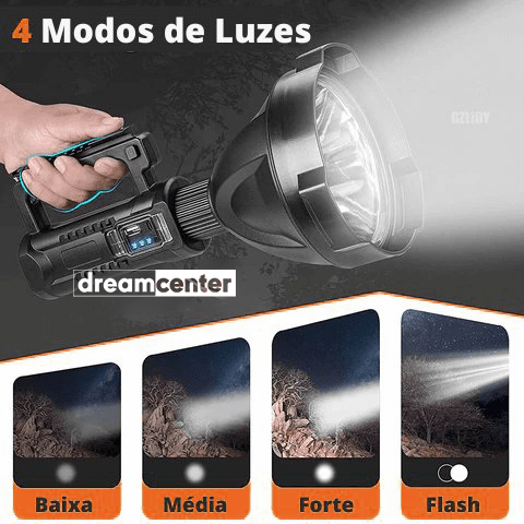 Lanterna Holofote Multifuncional de Led + Tripé de Brinde