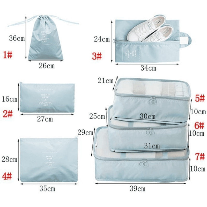 Kit 7 Bolsas Organizadoras Para Mala de Viagem Storage Bag - Pague 4 e Leve 7